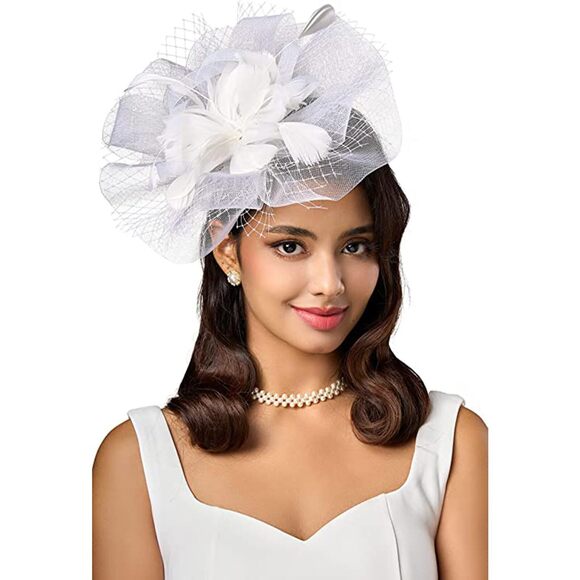 3715 Sinamay Fascinator Hat Floral Feather Pillbox Derby Hats For Women main image 6